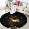 Golden Deer Round Area Rug,Carpet Rug for Living Room Bedroom Sofa Playroom Decor,Non-slip Floor Mat