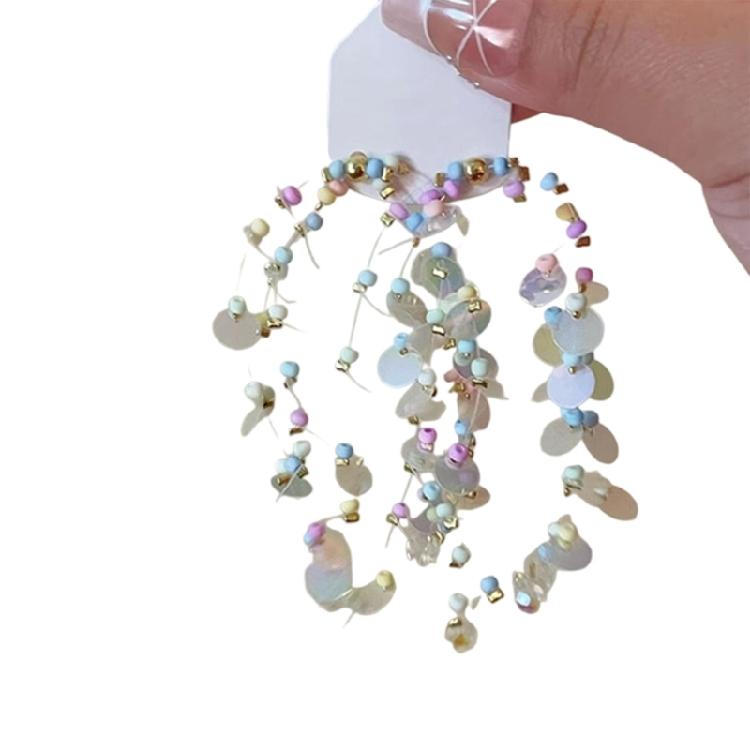 

Oversized Glitter Tassels Earrings Unique Beaded Fringe Detailing Ear Studs Modern Feminine Accessory Party Daily Wear 1