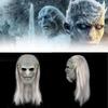 Game Of Halloween Thrones White King Full Head Mask Hair Cosplay Latex Party