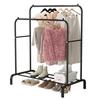 UDEAR Freestanding Garment Rack with Double Rods, Multifunctional Bedroom Clothes Rack, 110*54*150 cm, Black
