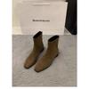 Boots Women's Coarse Heel Suede Small Ankle Boots Women's Shoes, New Versatile Fleece Skinny Boots Short Boots