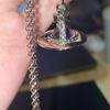 High Version Empress Dowager Saturn Necklace - Luxury 3D Blue Planet Orb Design for Women