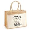 Jute Tote Bag with Pocket I Can't I'm a Cheesemonger I Can't Minimalist | Jute and Cotton Canvas 21 L Flat Bottom Handles 65 Cm