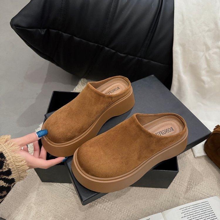 Thick-soled Birkenstock bag head half slippers women's outer wear 2025 spring and autumn new lazy one-pedal Birkenstock shoes half tray