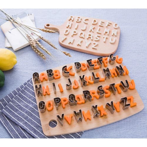 36-Piece Set of No-Brand Cookie Cutter, Alphabet, Number, and Symbol Cookie Cutter, Stainless Steel, for Kitchen, Lunch Boxes, Ornaments, and Baking,