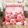 Kids Pig Duvet Cover Set Full King Kawaii Farm Animal Bedding Set Microfiber Tropical Fruit Print Comforter Cover for Teen Adult