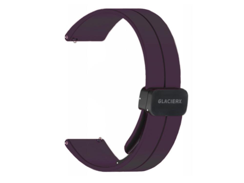 New GlacierX Silicone Magnetic Buckle Violet Fruit Eggplant Smartwatch Strap 22mm