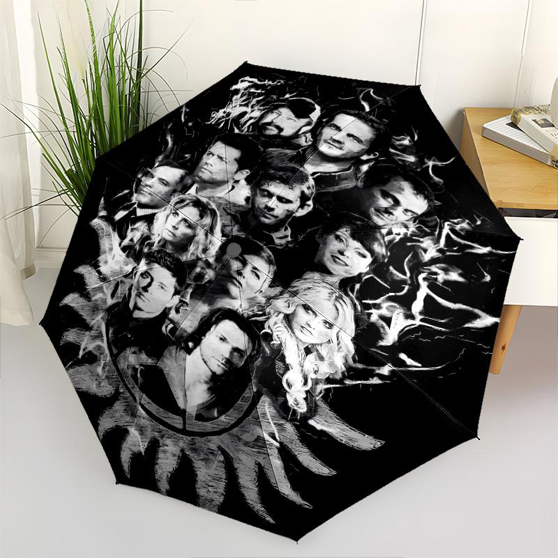 1 PC Automatic Folding Umbrella - Supernatural Pattern Portable Foldable Design With 8 Ribs Christmas Birthday Gifts