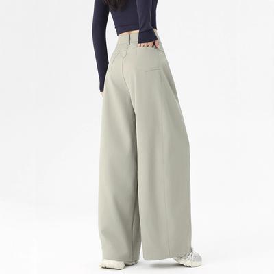 Pantalones de Mujer de Cintura Alta de Pierna Ancha Color Sólido Casual de Corte Holgado