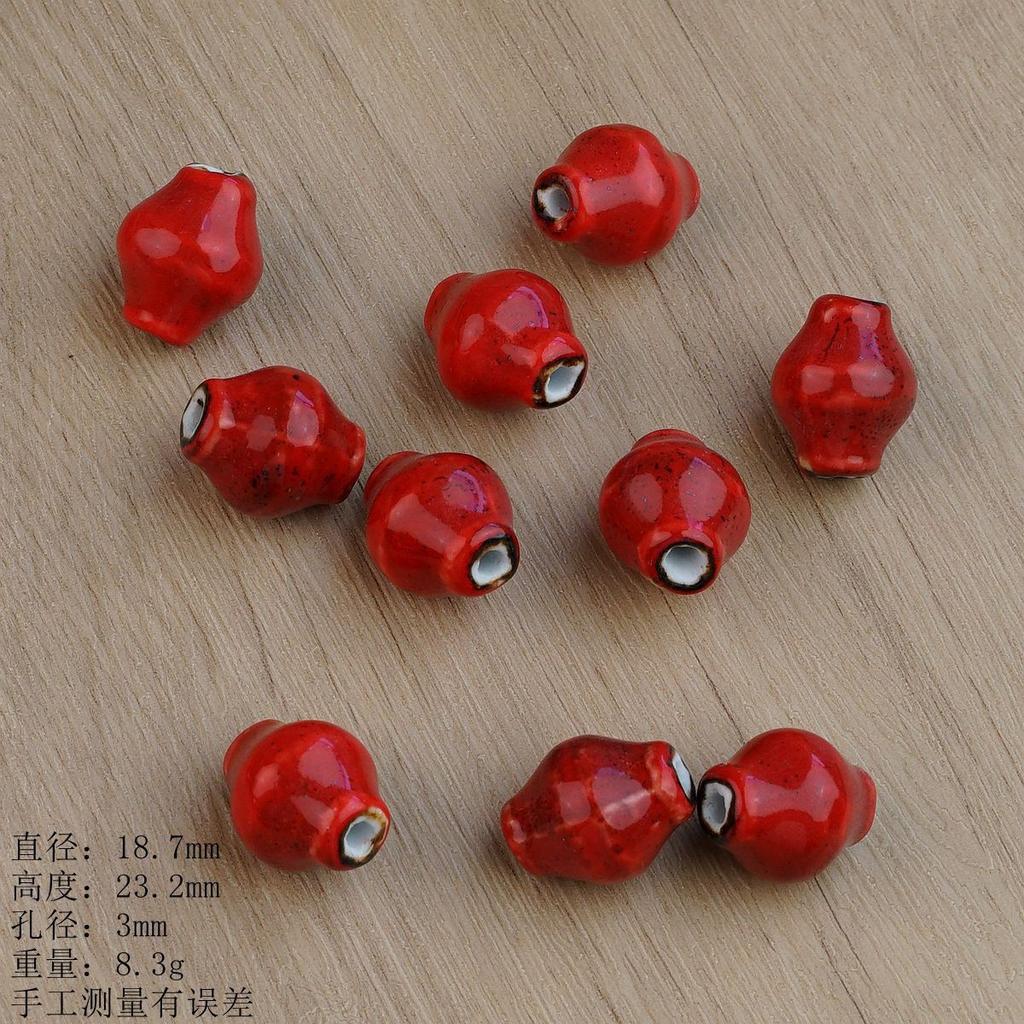 Ceramic Loose Beads Chinese Red Beads Handmade DIY Necklace Loose Beads Accessories