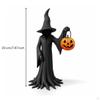Witch Statue with Pumpkin Halloween Figurine Tabletop Desktop Ornament for Mantel, Shelf