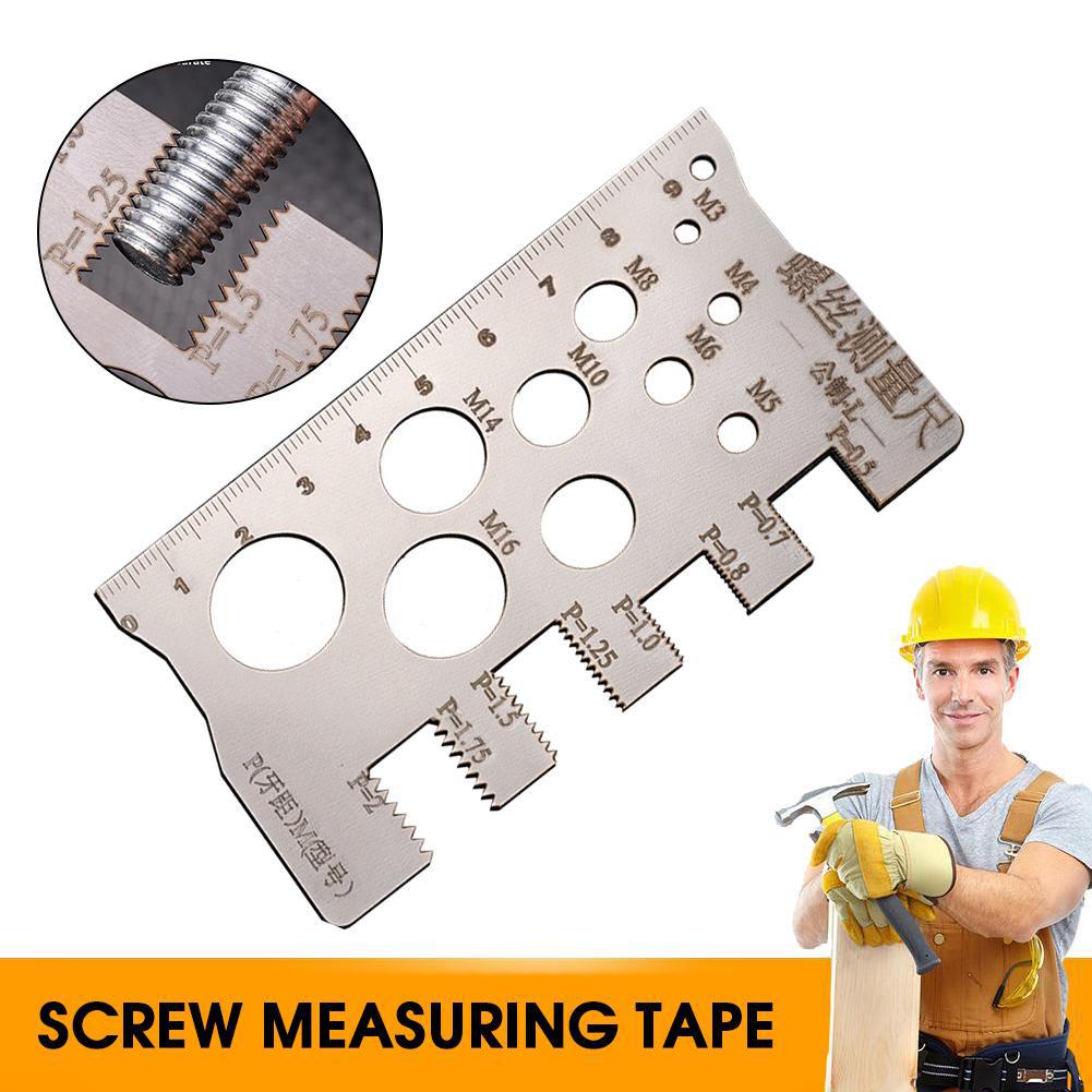 Thread Checker Screw Measurement Ruler Space Saving Nut Gauge Screw Measuring Tool Industry Cra R5B7