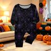 Family Matching Halloween Print Long Sleeve Pajama Set for Parents and Kids