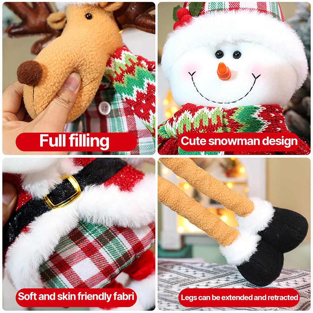 Christmas Telescopic Doll Ornaments Striped Plaid Snowman Elk Window Decorations Christmas Atmosphere Decoration