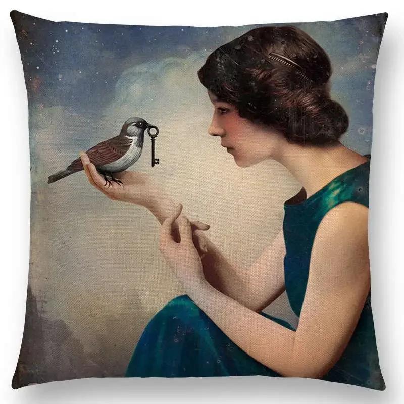 New Elegant Lady Cute Girl Shakespeare Imagine Fantasy Oil Painting Dreamy Feeling Fable Fate Thorw Pillow Case Cushion Cover