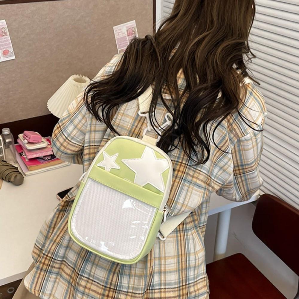 Fashion Nylon Star Ita Bag Goth Large Capacity Transparent Handbag Badge Pouch Japanese Style Y2K Anime Display Bag Comic Con