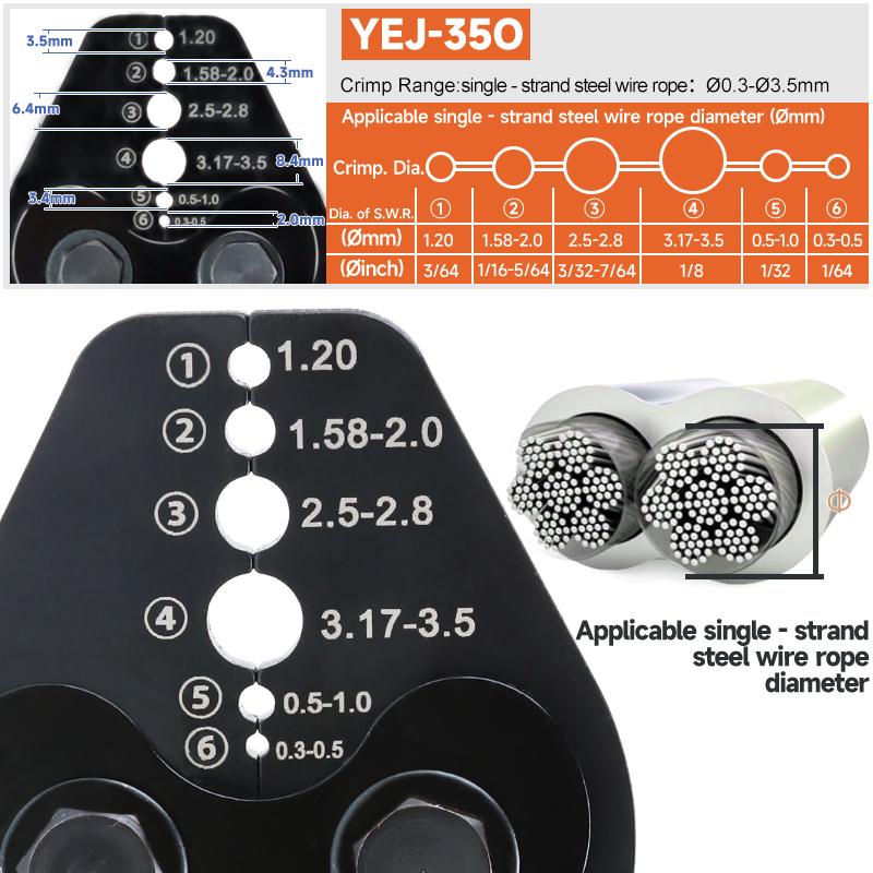 Eight-character Aluminum Buckle Crimpers for Single-strand Steel Wire Ropes (0.0039" - 0.0866"); Fishing Tackle Aluminum Sleeve Crimpers; YEJ Series