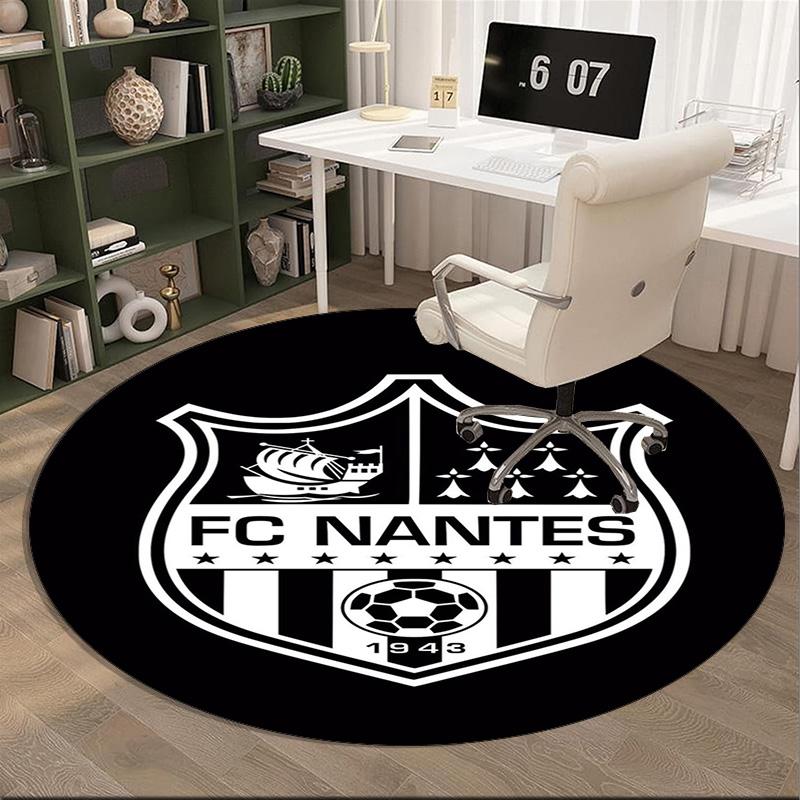 1PC round rug Fc Nan-tes Crest Design Printed Round Area Rug ,Rug For Home Office, Round Chair Rug, Decorative Carpet Fan gifts Christmas gift