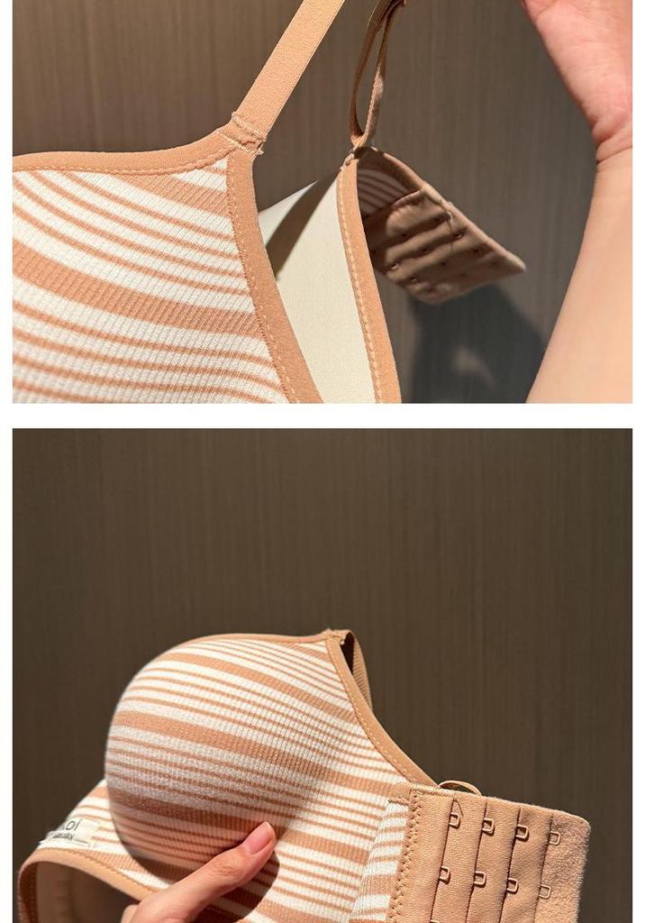 Striped Push-Up Bra for Small Bust: Padded, Lifts, Supports Side and Prevents Sagging, Adjustable Fit