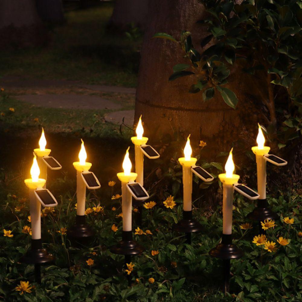 Waterproof Solar Candle Light Flameless LED Candles Solar Garden Light With Candlesticks Holders Dual-purpose