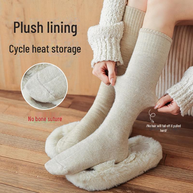 Women's Autumn & Winter Thick Wool Non-Slip, Boneless, Anti-Pilling High-Tube Calf Socks