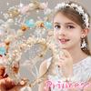 Elegant Girls Headband Imitated Pearl Hair Headdress Baby Girls Flower Wreath Bride Garland Head Hoop Wedding Hair Headbands