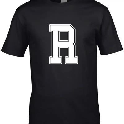 Letter R Unisexs T Shirt Funny Joke Name Initials Font Team Cool Idea Custom
