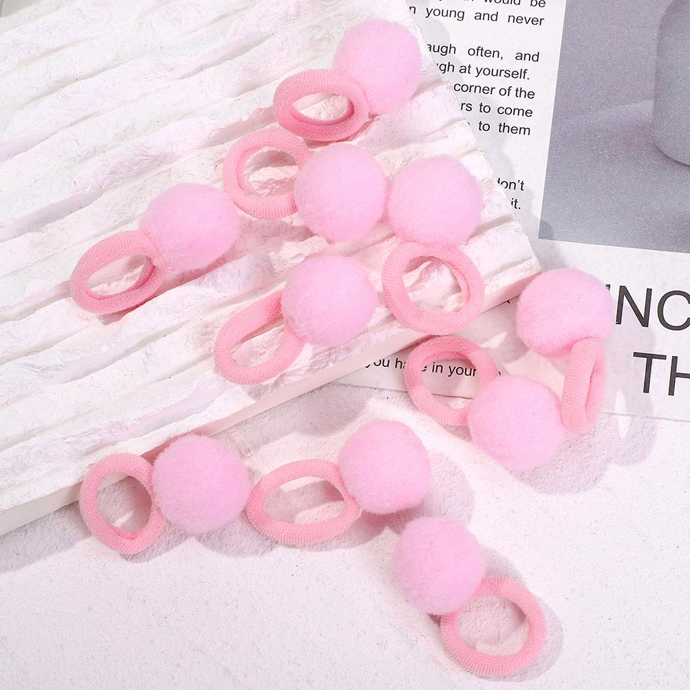 10pcs Kids Elastic Hair Bands Plush Ball Rubber Band For Children Girls Sweets Scrunchie Hair Ties Clip Baby Hair Accessories