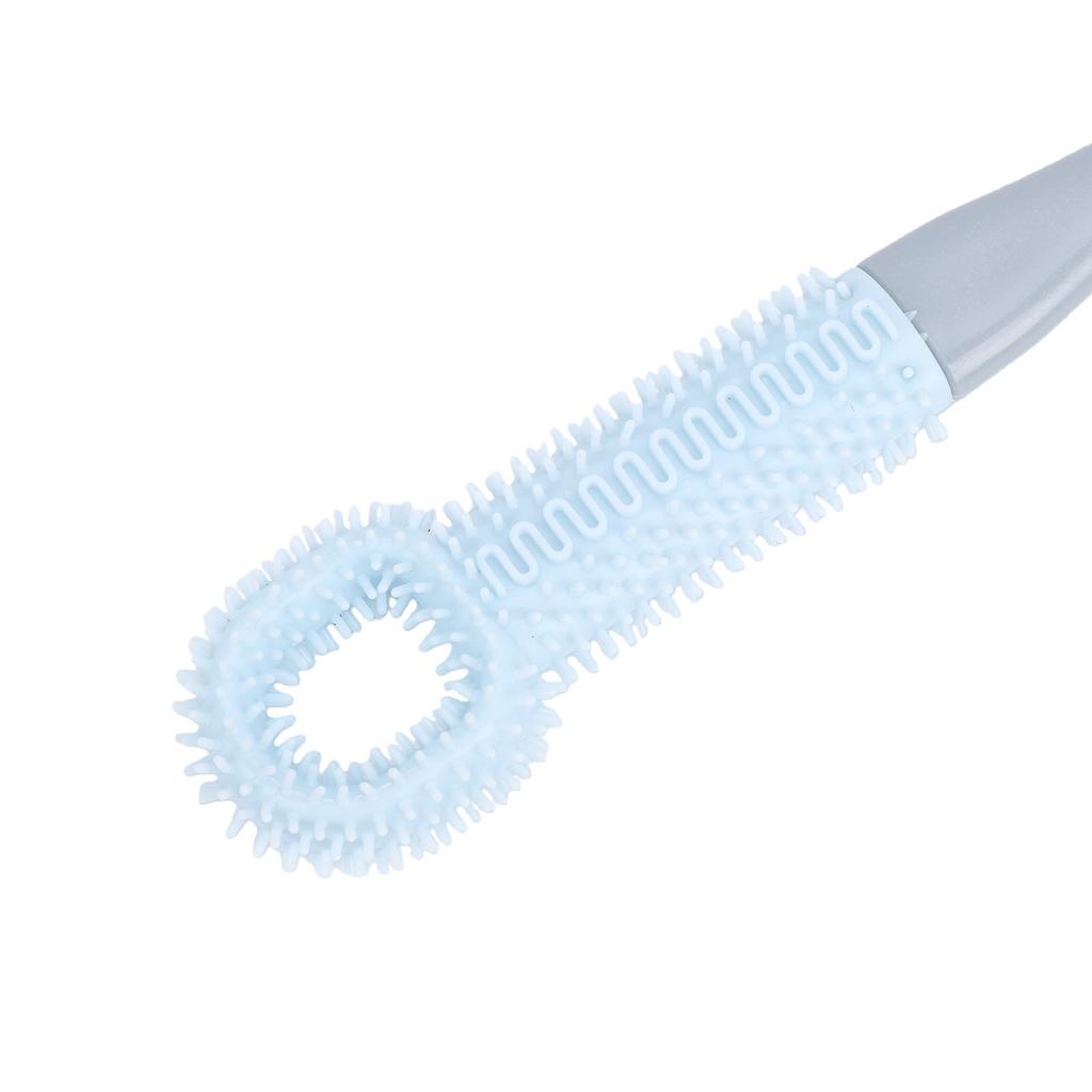 2 Pcs Toe Cleaning Brush No Bendling Silicone Long Handle Foot Scrubber in Shower for Home Spa Blue