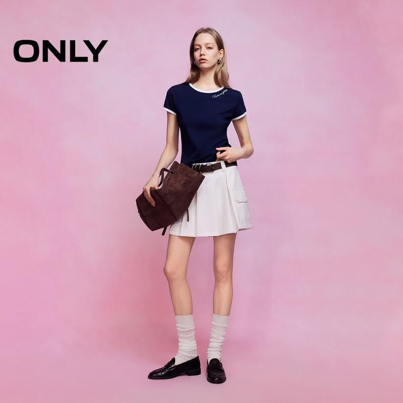 ONLY Women's Color-block Slim Fit Short Sleeve T-Shirt