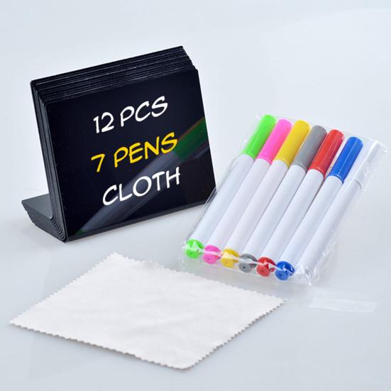 12Pcs Mini Chalkboard Sign with Marker Pens Dry-Erase Desktop Blackboard