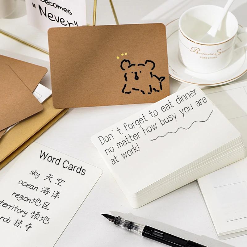 102550pcs 12.6x7.6cm Retro Kraft Paper Blank Hand Drawn Cards Double Sided Word Card DIY Greeting Invitation Card Message Card
