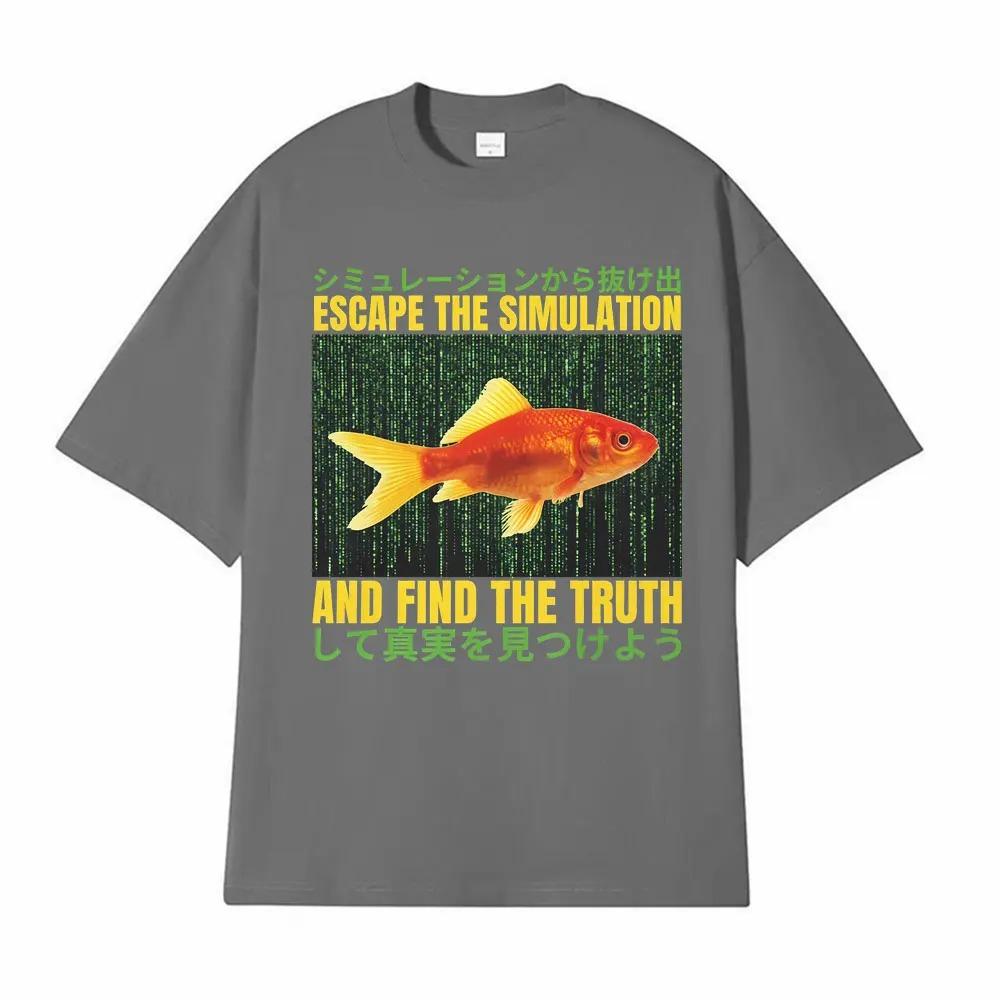 Escape the Simulated World Seek the Truth Funny Japanese Style Graphic TShirt Unisex Classic Oversized Mens Tshirts