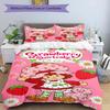 3pcs Princess Strawberry3 Design Cover Set - HD Printed Bedding with 1 Cover and 2 Pillowcases - Perfect for Home and Dorm Decor