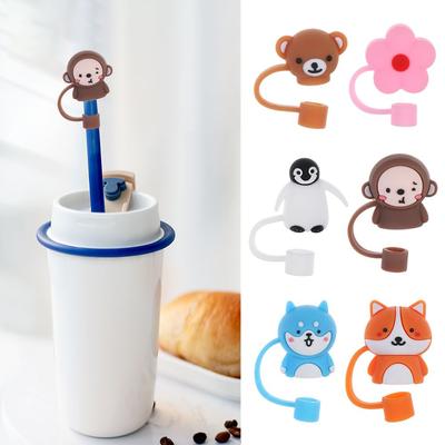 Luftdicht Spritzwassergeschützt Cartoon Stöpsel Abdeckung Tasse Zubehör Silikon Strohhalm Stöpsel Trinkstaubkappe