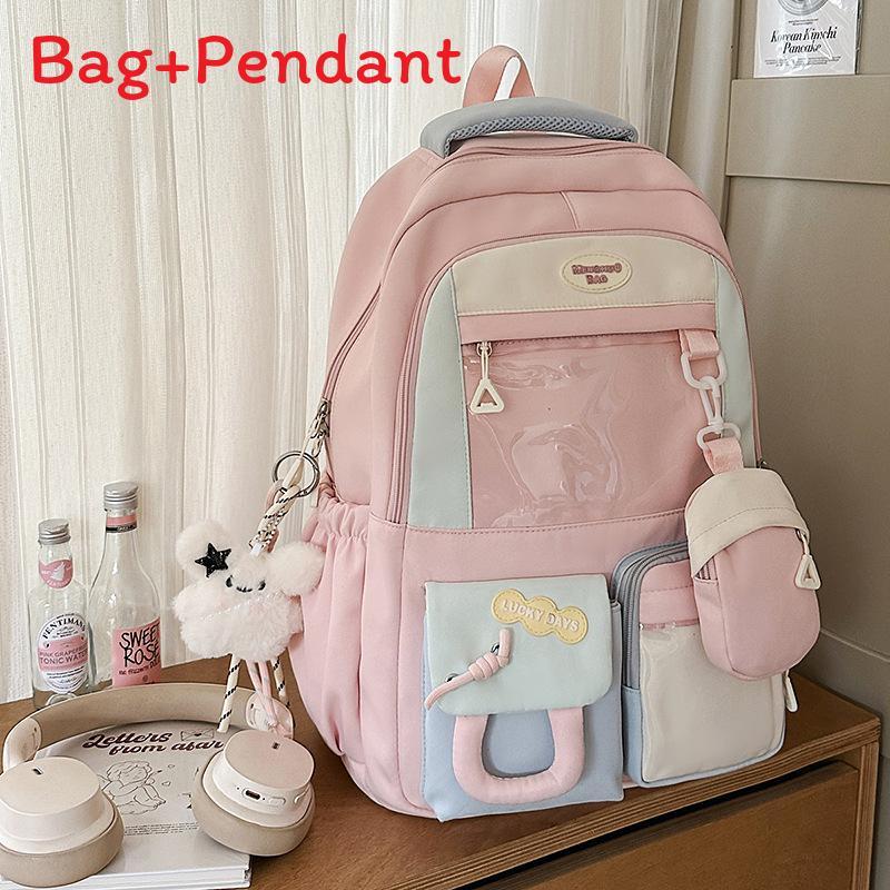 Sweet Girl Backpack With Fabric For School Use