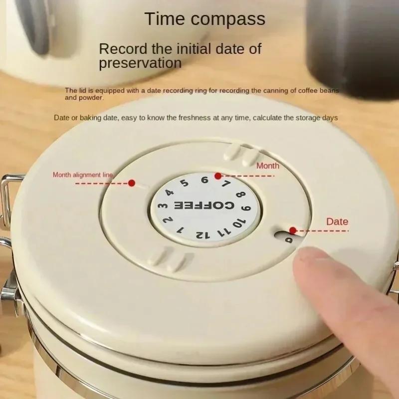 304 Stainless Steel Coffee Beans Vacuum Storage Jar with Spoon Large Capacity Airtight Container Grains Nut Keep Fresh Storage