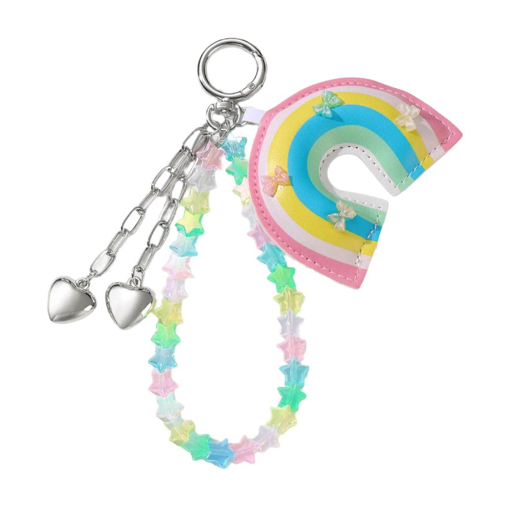 Lovely Heart Keychain Braided Rope Keyring Bag Charm Bag Pendant Star Car Keychain Rainbow Handbag Charm Decorations