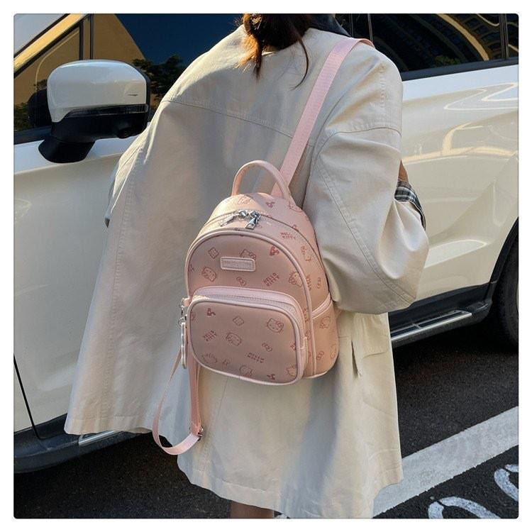 Hello Kitty Girl Backpack With Pu Material And Large Capacity For Daily Use