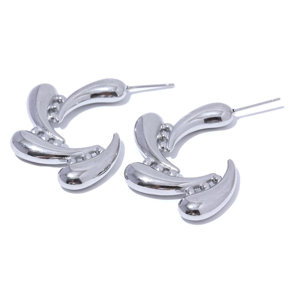 

Yhpup Fashion 316L Stainless Steel Temperament Huggie Earrings Personalized Texture Gold Silver Color Waterproof Jewelry Bijoux