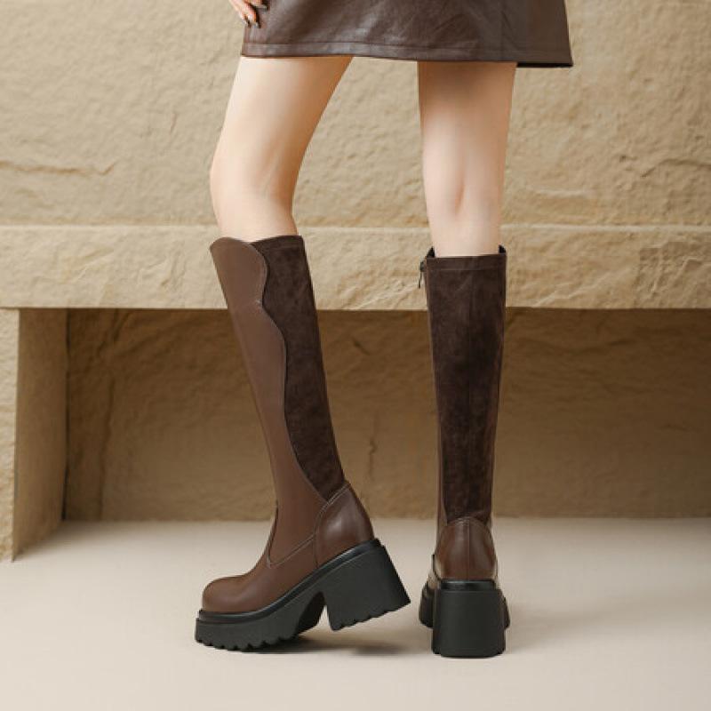 Autumn and winter women's Martin boots solid color round head thick sole non-slip side zipper leather boots Korean version of the new comfortable h