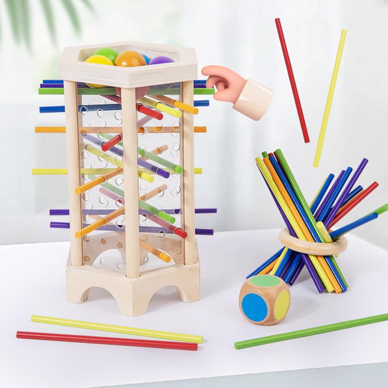 

Baby Montessori Sensory Fine Motor Skills Toy Color Cognitive Learning Counting Sticks Game Educational Kids Balance Wooden Toys