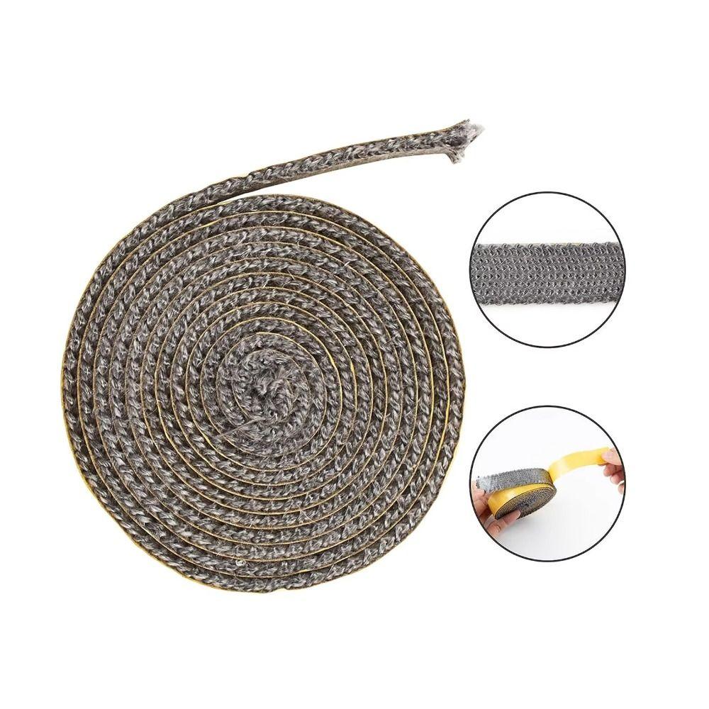 Self Adhesive Fireplace Seal Rope Fiberglass Flat Fireplace Door Gasket Heat Resistant Stove Sealing Rope Indoor Wood Burning