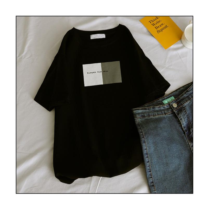 Korean Version Loose Crew Neck Printed Top Summer New Thin Large Size Short-sleeved T-shirt Women