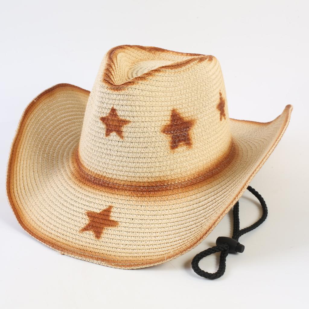 Popular Western Cowboy Straw Hat Men's and Women's Fashion Shade Straw Hat Classic Outdoor Western Cowboy Hat
