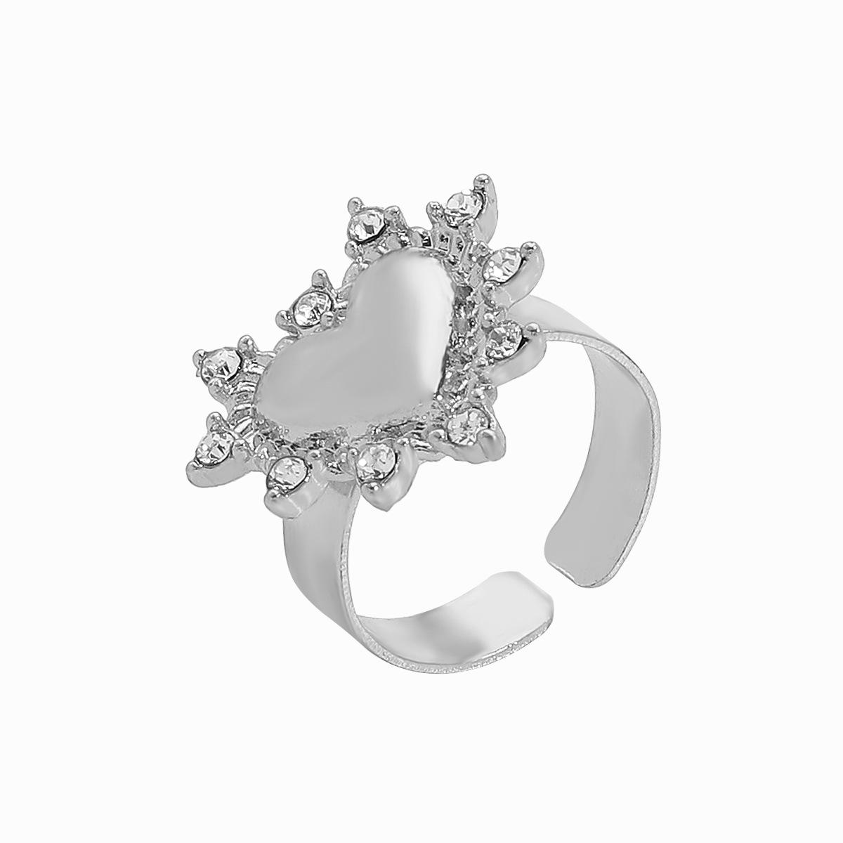 

Women European Ins Minimalist Temperament Advanced Love Crystal Stud Earrings Necklace Ring Retro Simple All Match Jewelry