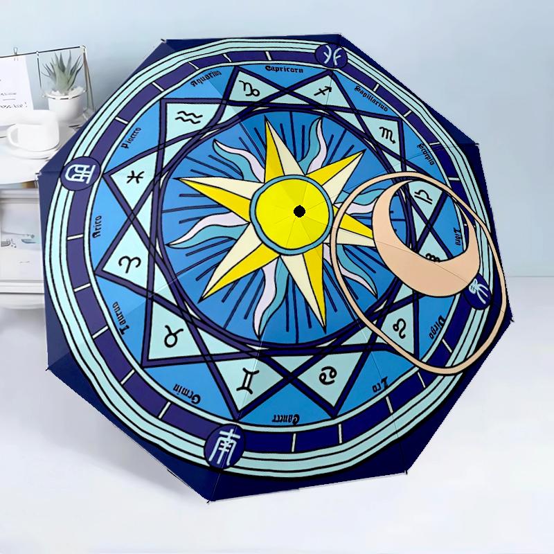 Celtic Moon Pentagram Art 8-Frame for Travel, camping, Casual Lightweight Portable Umbrella, Essential for every family Holidays Birthday Gift