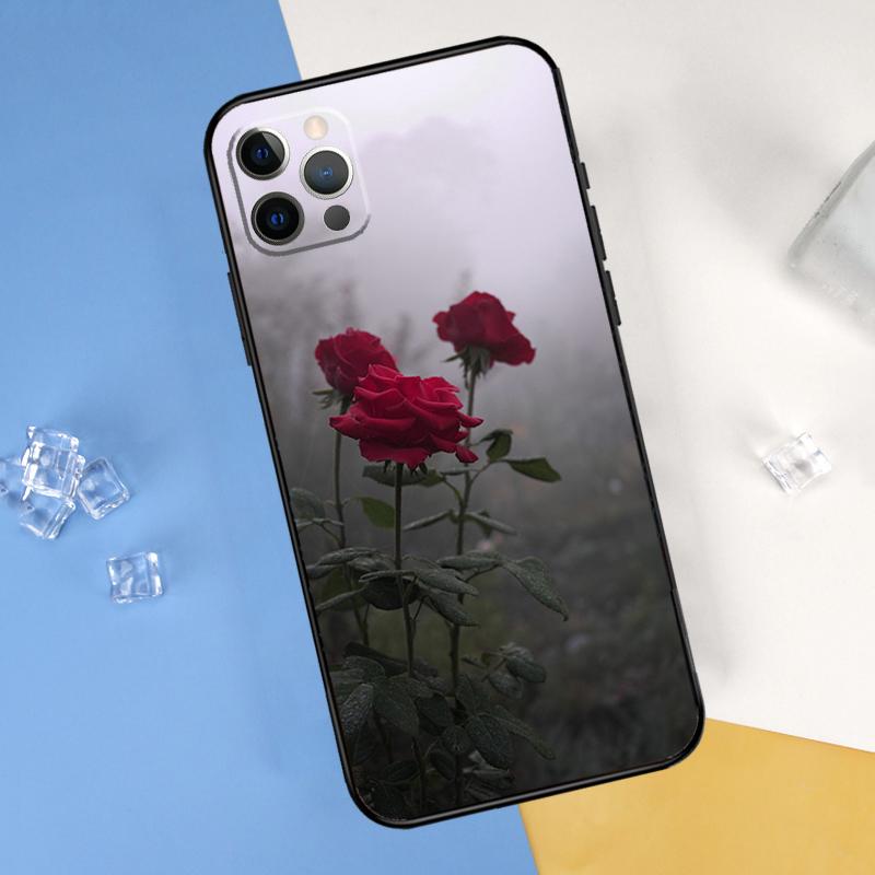 Red Rose Flower Phone Case For iPhone 16 Pro 15 Pro 11 13 14 Pro Max 12 Mini XR 16 15 Plus 16e Cover Shell