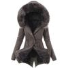 Winter Warm Damen Kunstpelz Kapuze Baumwolle Daunenjacke Lässige Oberbekleidung Lang