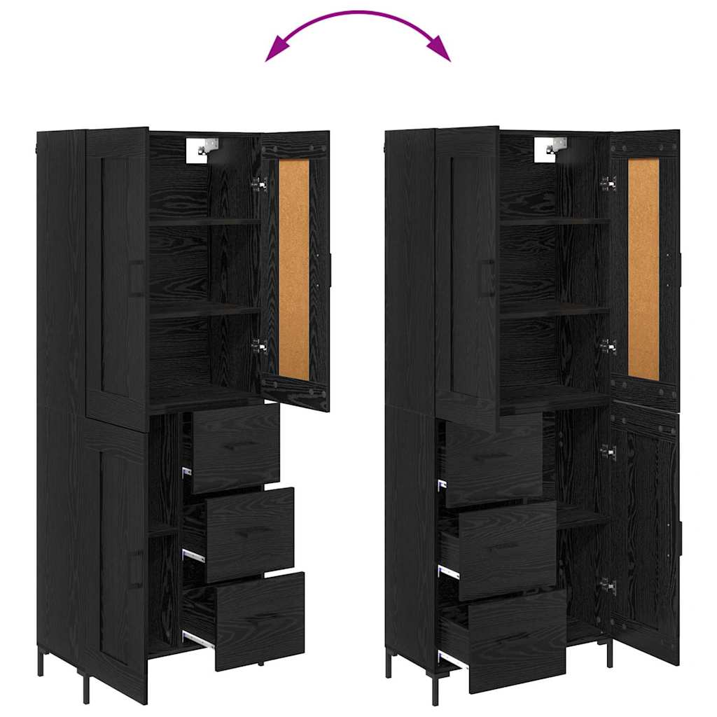 Highboard 2 pcs Black Oak Effect Wood Based Panel